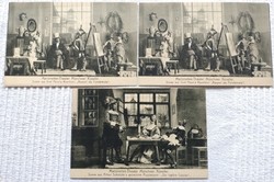 MARIONETT - Müncheni Művészek Színháza, színdarab jelenet, postai képeslapok, 1912