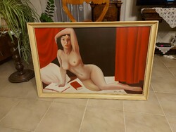 Brilliant reclining nude painting by Sándor Bihari!