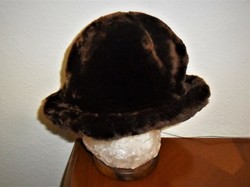 Régi retró sötétbarna női panofix kalap kb 64 cm