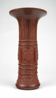 1J688 Régi jelzett kínai terrakotta váza 23 cm