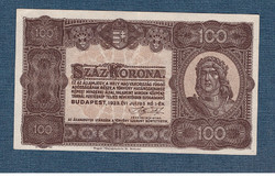 100 Korona 1923 ef+ Hungarian banknote printing company. Budapest