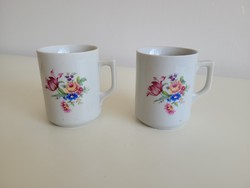 Old 2 Zsolnay porcelain mugs with floral tea cups with shield seal