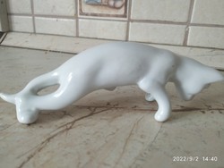 Porcelán leopárd eladó! Art deco, fehér porcelán leopárd eladó!
