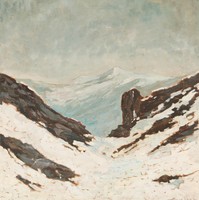 Horváth: Havas hegyi táj, 1912 - olajfestmény, korabeli keretben