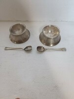 Antique art deco silver fuzertaro pair + spoon