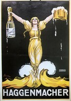 Haggenmacher Hungarian beer Budapest poster 1970s print