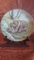 Medvés porcelán tányér, falitányér (L2922)