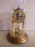 Óra - HERMLE - 29 x 19 cm - KRISTÁLYBÚRA- TALPA RÉZ - QUARTZ - TÖKÉLETESEN MŰKÖDIK