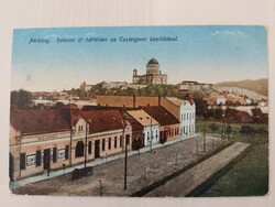 Párkány, Rákóczi út, 1917, kilátás az Esztergomi Bazilikára, régi képeslap