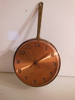 Wall clock - copper !!!! - 42 X 23 x 5 cm - non-alloy - pure copper - pan-shaped - flawless