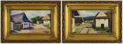 1I658 xx. Century painter: a pair of pictures of a village street detail