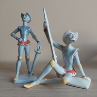 Ritka gyűjtői Veress Miklós Kőbányai Porcelángyár ( Drasche) Don Quijote figurák