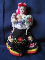 Porcelain doll folk art doll Matyó wearing 18.5 cm