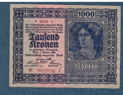 1000 Korona 1922 Vízjeles változat VF