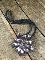 Nagy méretű Izraeli ezüst virág medál - bross nyaklánccal