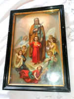 Old holy image from a farmhouse. Glory to God in the highest