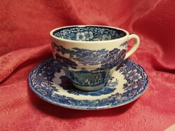 Gyönyörű , jelenetes angol porcelán kávés csésze aljjal