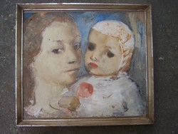 Ismeretlen művész (Hadzsy Olga?)  XX. század első fele: Anya gyermekével- art deco