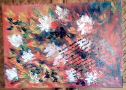 Painting on stretched canvas, warm colors for the bedroom, 70x50 cm