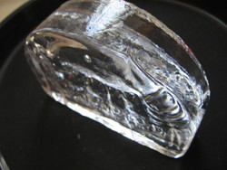 Művészi skandináv jég üveg levélnehezék , koca a malackáival.