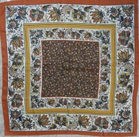 Brown Italian scarf with autumn flower pattern
