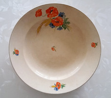 Old granite poppy cornflower round plate in vintage bowl offering 29 cm
