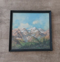 (K) Aradi Edvi Illés szép tájkép festménye 31x31 cm kerettel