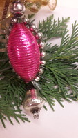 Üveg karácsonyfadísz pink függő