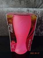 Coca Cola - rózsaszín üvegpohár, magassága 15  cm. RUSSIA 2018. Vanneki!