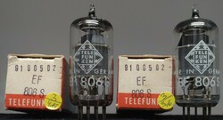 EF806S Telefunken elektroncső, 2 darab, új, azonos gyártási kód, tesztelt, NOS, eredeti dobozában.