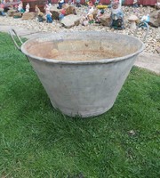 Rare tin bowl with 2 handles, cauldron, pot, village peasant decoration