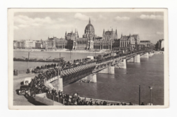 Budapest Kossuth-híd 1946 képeslap