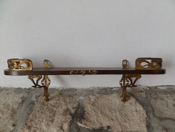 Art Nouveau wooden wall shelf with gilded metal decoration