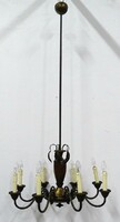 1K364 Régi nyolcágú bronzírozott flamand formájú csillár 140 x 70 cm