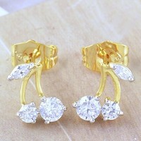 Gold filled cseresznye formájú arany fülbevaló cirkónia kristályokkal