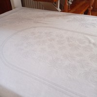 Antik, fehér, vastag, damaszt asztalterítő, 125 x 150 cm