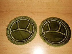 Glazed ceramic split olive green plate in a pair 24 cm (2p)