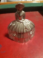Csodás antik ezüstözött kisasszony csengő (9,5x8,5 cm)
