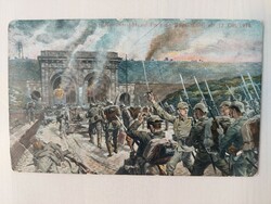 I. világháborús képeslap, csatajelenet, Sturm der 181 auf porte de Doual