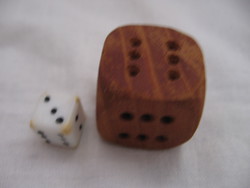 Retro funny wooden dice and a small