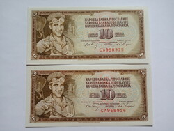 Unc 10 dinars 1968 Yugoslavia ! Queuing!