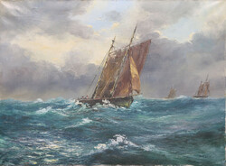 Petheő a. László: sailboats in the storm