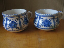 Pair of blue rose hand painted belly cups