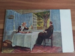 Antik művész képeslap, postatiszta, Tolnay: Vasárnap