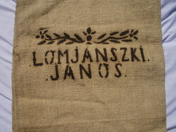Régi termény zsák "Lomjanszki János" felirattal és díszítéssel - hibátlan