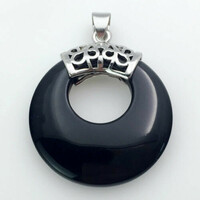 Black onyx agate donut pendant