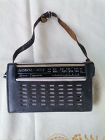 Old sokol radio in its original leather case, working retro radio