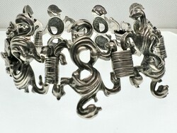 471T. 1 Forintról! Antik ezüst (48,8 g) karkötő, Neo-Barokk stílusban, kézi munka, biztonsági lánc!