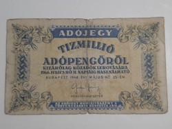 Tízmillió adópengőről 1946  adójegy