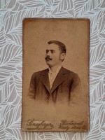 Antique photo of a man by photographer Béla Sinayberger, Budapest, old studio photo